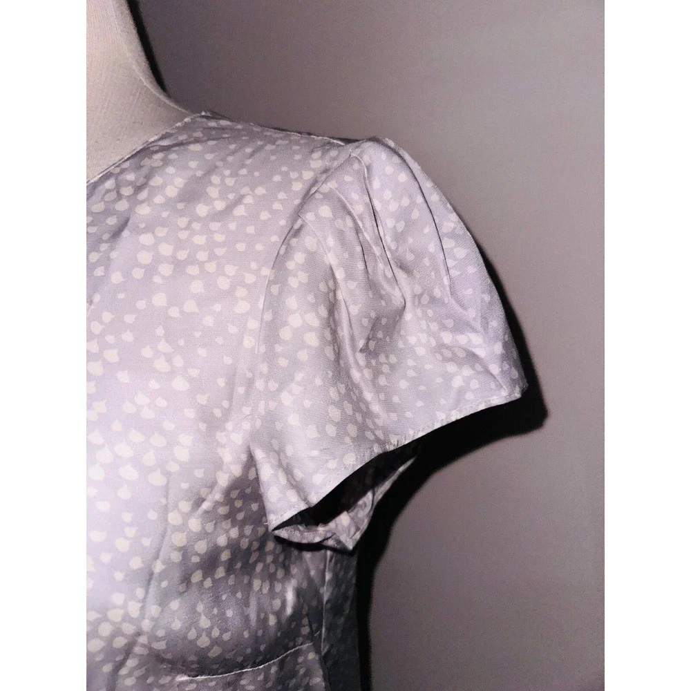 A9 Boden Womens Blouse Shirt Top Gray Polka Dot Silk  Size 6 Business Casual Dre